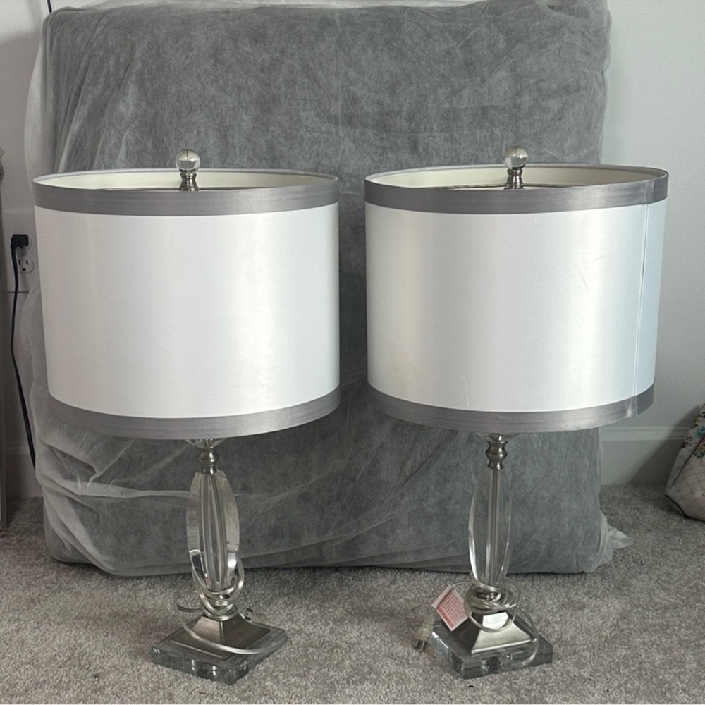 Elegant Silver and White Table Lamps set of 2